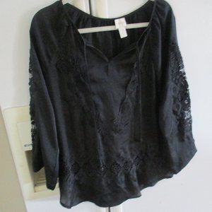 Chicos rare boho black lace accent tunic top s m 1 easycare